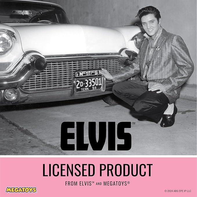 Megatoys Elvis Plush Car Pet Bed – Pink Pet Bed with Musical-Design Pillows and Elegant Car Styling