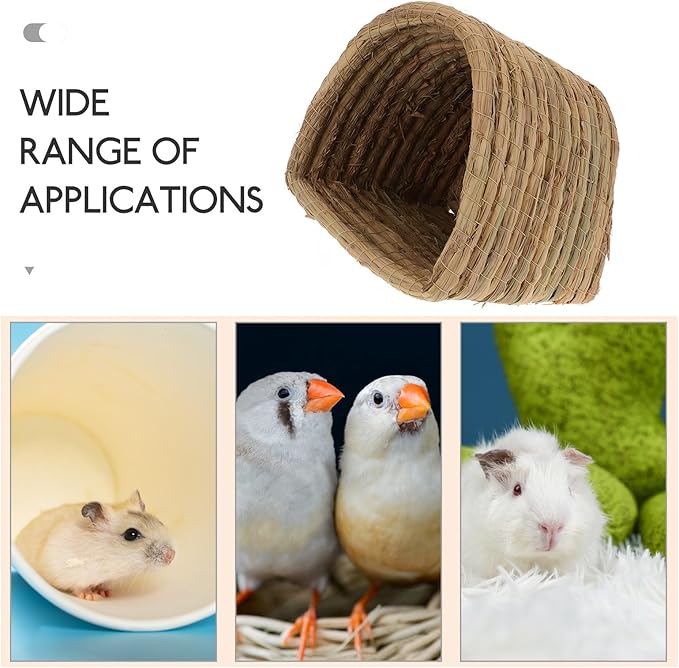 Toddmomy Straw Woven Chicken Coop Nest Small Animal Bed for Hamsters Guinea Pigs Birds Semi-Enclosed Sleep Nest Indoor Outdoor