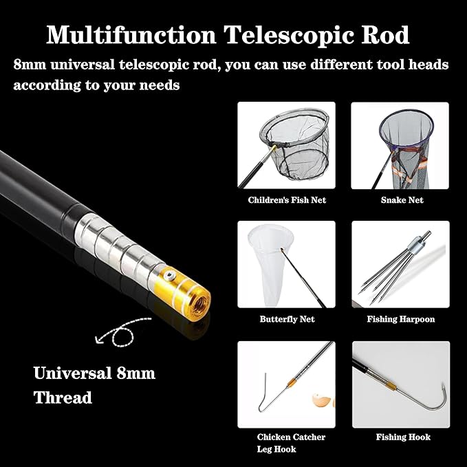22"~64" Snake Hook Reptile Catcher Stick Tongs Rattlesnakes Grabber Pick-up Handling Tool Kit for Catching Controlling or Moving Python Copperhead (Small Snake Hook - Black)
