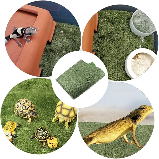 Reptile Mat Fake Lawn Carpet for Terrarium Absorbent and Breathable Substrate for Tortoise Gecko Lizard and Snake for Moisture Retention and Comfort