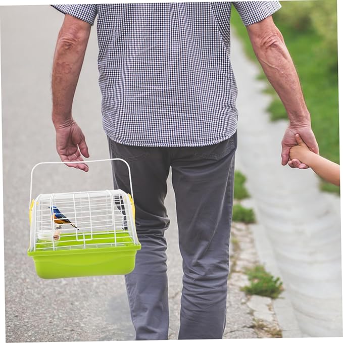 1set Portable Bird Carrier Cage Handle Comfortable Travel Cage for Parrots Cockatiels and Birds for Hiking Outings and Sightseeing Breathable Wire Structure for Air Circulation