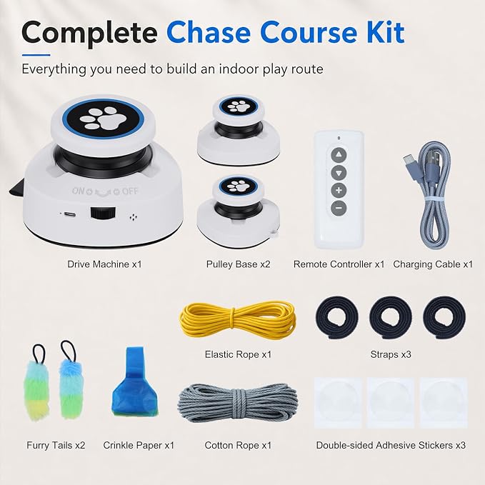 Automatic Cat Toy for Indoor Cats with Remote Control, Interactive Cat Chase Toy with Moving Feather Lure, DIY Floor Route Kit with Mouse Sound, Rechargeable Self-Play Toy - Image 7