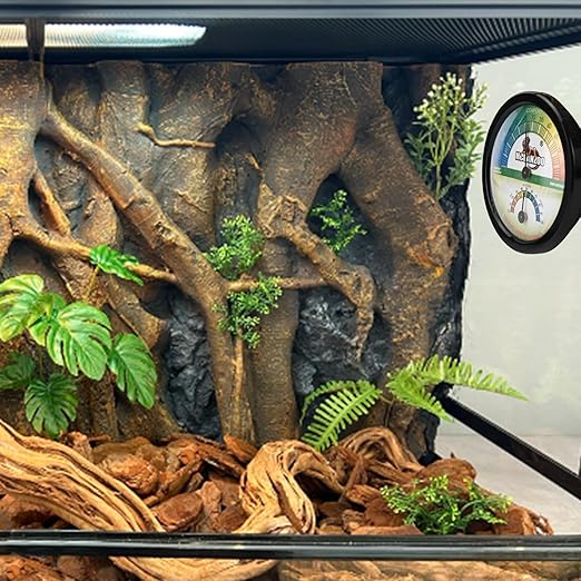 Reptile Terrarium Thermometer Hygrometer Dual Gauges 2-in-1 for Reptile Tank Snake Tank Bearded Dragon Tank Accessories No Battery Required