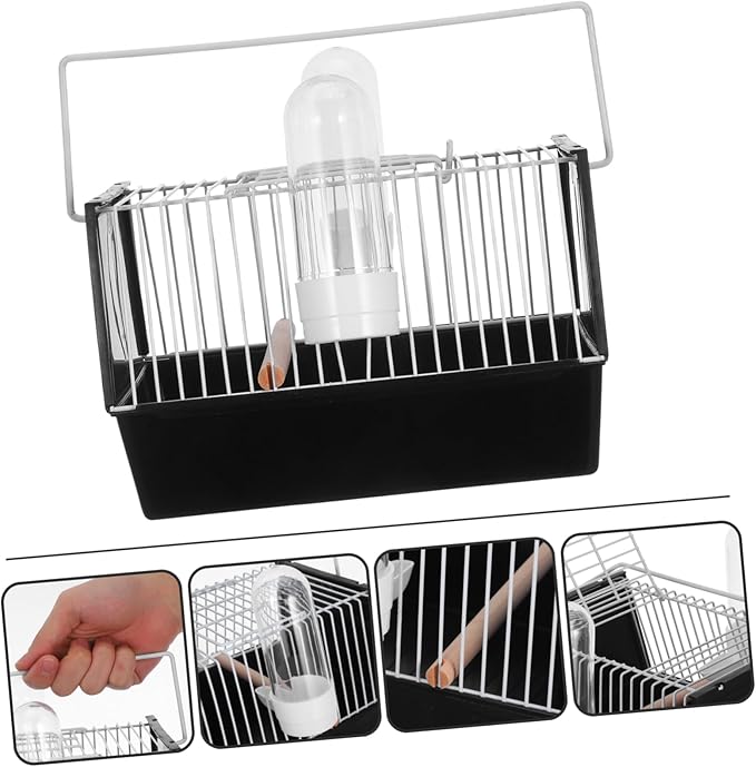 Happyyami 1pc Handheld Parrot Cage Portable Birds Transport Carrier Handle for Travel Outdoor Use and Vet Visits for Small Birds Like Lovebirds and Cockatiels