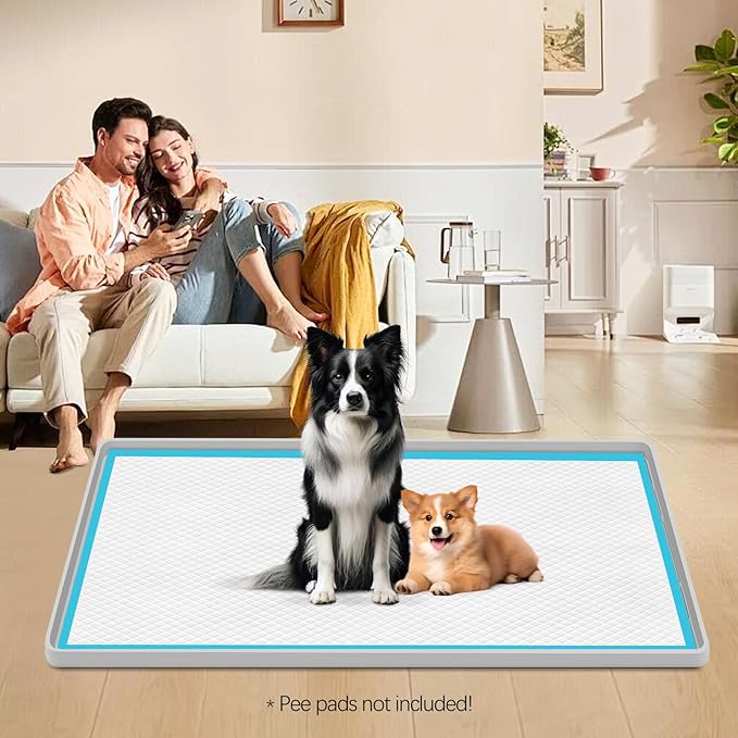 Pee Pad Holder for Dogs, 54"x 27.5" Extra Large Silicone Pee Tray Mat High Edge, Leak-Proof, No Spill Pet Pad Holder for Puppy, Cat, Rabbit, Training Pads for Floor Protection, No Pee Pads