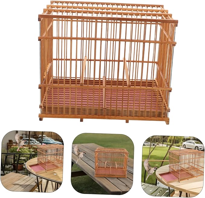 Retro Bird Travel Carrier Cage Small Bird Cage for Lovebirds Parakeets Cockatiels Portable Carrying Case