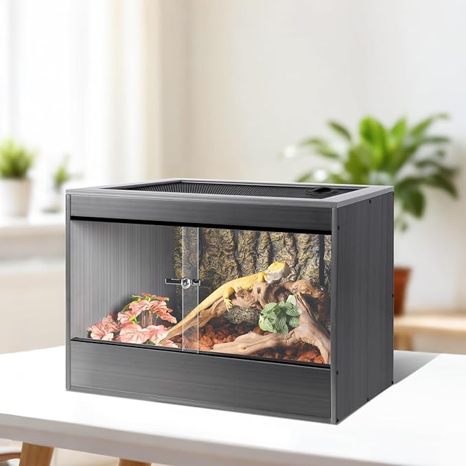 34 Gallon Reptile Enclosure, 24x18x18 Composite PVC Reptile Terrarium, 24" Wide Lightweight Eco Reptile Habitat Lounge for Crested Leopard Gecko Lizard Snake Tortoise