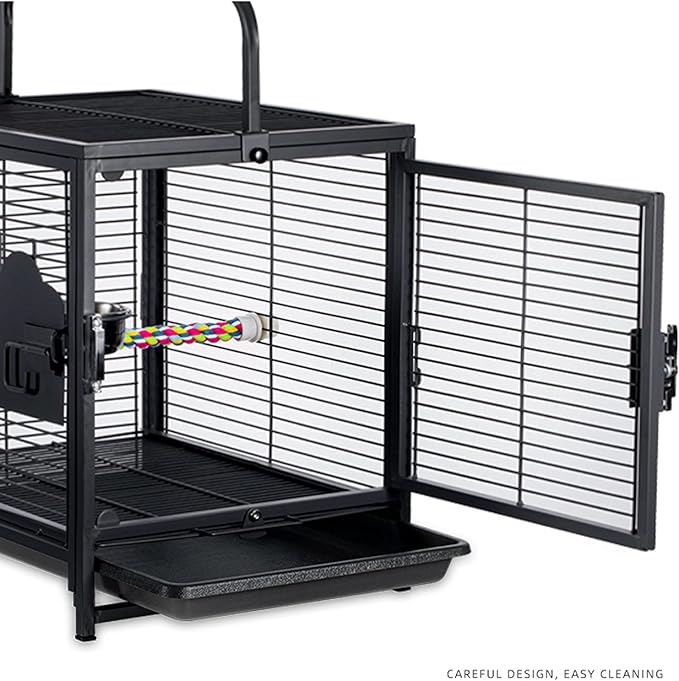 Flight Cage Portable Bird Carrier Parrot Travel Cage with Feeding Cups Metal Breathable Travel Cage Lightweight Bird Carrier for Indoor Outdoor Bird Cage