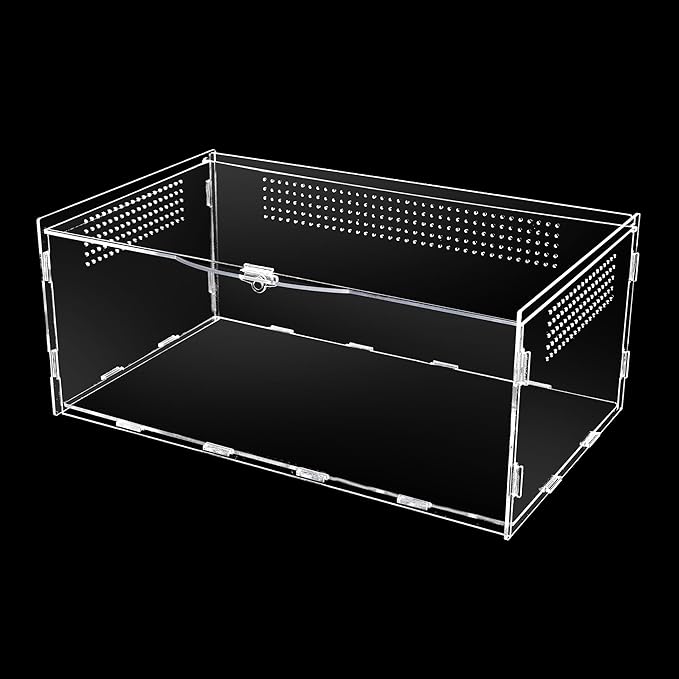 Reptile Terrarium, Tarantula Enclosure, 14x8x6 Inch Reptile Tank Habitat Clear Terrariums with Locking Latch Suitable for Tarantula,Tree Dwelling Reptiles Hermit Crab