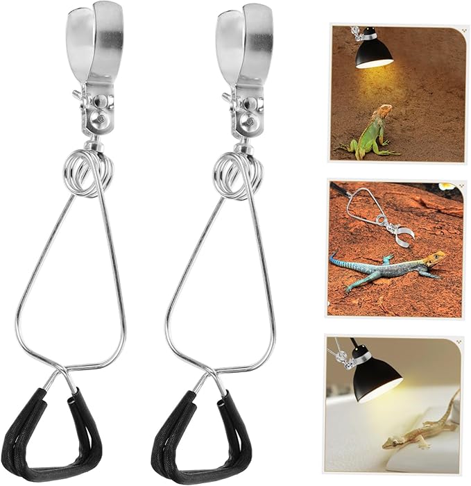 SUPVOX 8pcs Flexible Heat Lamp Clip Holder for Reptiles Adjustable Dome Clamp Light Fixture Sturdy and Easy to Install for Tortoise and Lizard Lighting