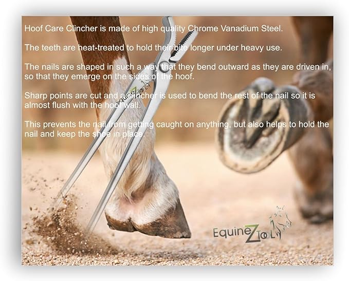 12" Horse Shoe Care Farrier Tool - Heavy Duty Vanadium Steel Hoof Nail Clincher Pliers for Precise Nail Removal, Hoof Trimming, Farrier Work, and Equine Hoof Maintenance