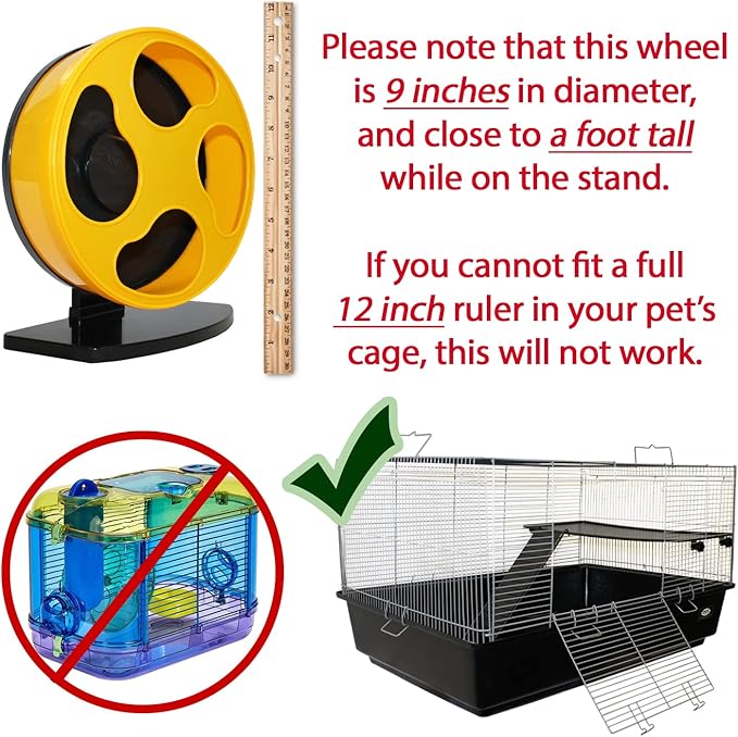 Moon Runner 9" Exercise Wheel for Hamsters - Super Silent Glow in The Dark Wheel with Adjustable Stand