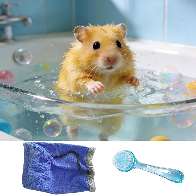 Bearded Dragon Bath Towel Bag with 2Pcs Reptile Bathing Brush, Reptile Bath Tub, Fast Drying Absorbent Lizard Towel for Lizards, Geckos, Guinea Pigs and Hedgehogs