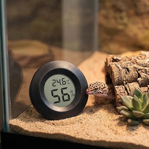 Reptile Tank Thermometer 4-Pack Reptile Thermometer and Humidity Gauge, Round LCD Digital Digital for Tank, Terrarium, Greenhouse