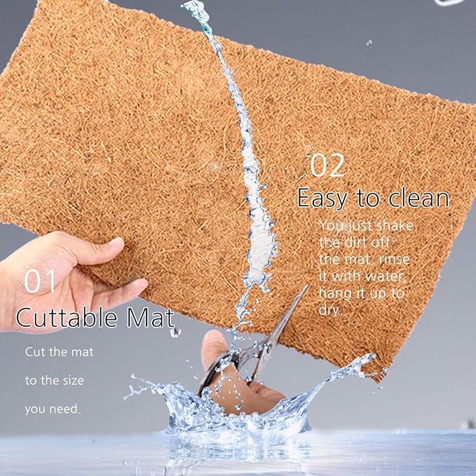 Reptile Carpet Natural Coconut Fiber, 36" x 18" Tortoise Carpet Mat for Pet Terrarium Liner, Reptile Bedding Supplies for Lizard, Snake, Chameleon, Turtle, Bearded Dragon (2 Pack)