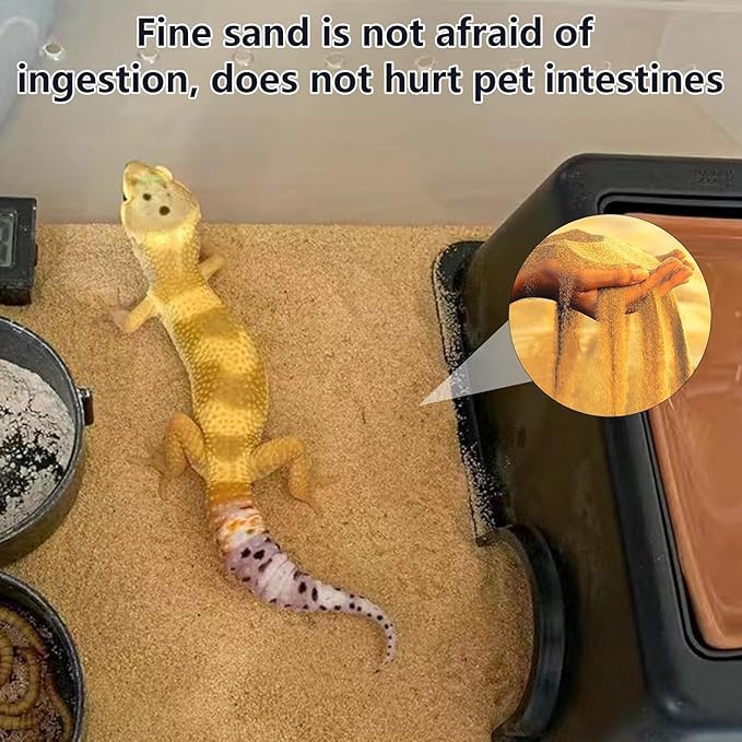 BNOSDM 2PCS Reptile Sand Bearded Dragons Substrate Sands Lizard Terrarium Bedding Desert Blend for Snakes Geckos Chameleon Tortoise Frogs Scorpion Invertebrates Amphibian 2.2lb (Yellow)