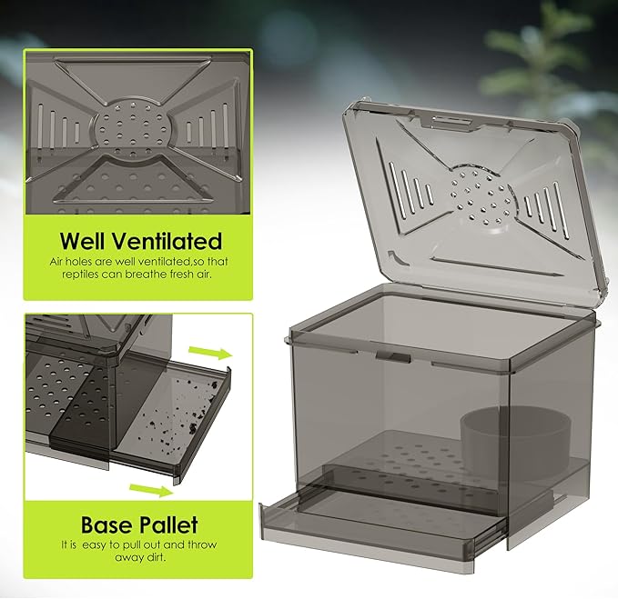 Spider Habitat Kit - Ready-to-Use Box for Small Insects,Dubia Roach, Cockroaches, Crickets, Scorpions, Centipedes, Mantises & Snails 3.74''x3.15''x3.35''(No Assembly Needed)