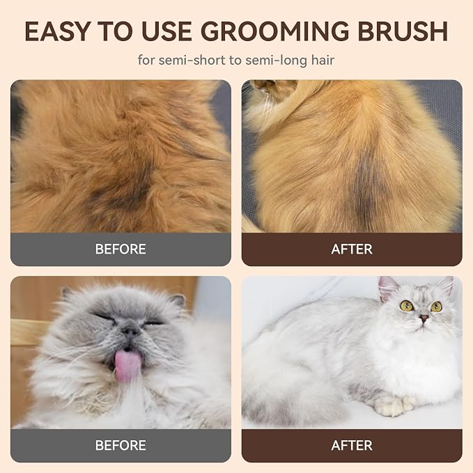 Aumuca Cat Brushes for Indoor Cats Dog Hair Brush for Shedding Long or Short Haired Cats Grooming Deshedding Brush for Dog Kitten Horse Massage Removes Loose Fur, Brown - Image 9