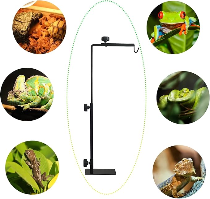 Reptile Lamp Stand,Lizard Heat Lamp Stand Height Adjustable 14.17-24.01" Floor Lamps Bracket Reptiles Tank Light Support for Reptile Glass Terrarium Amphibians Terrestrial Invertebrates Vivarium