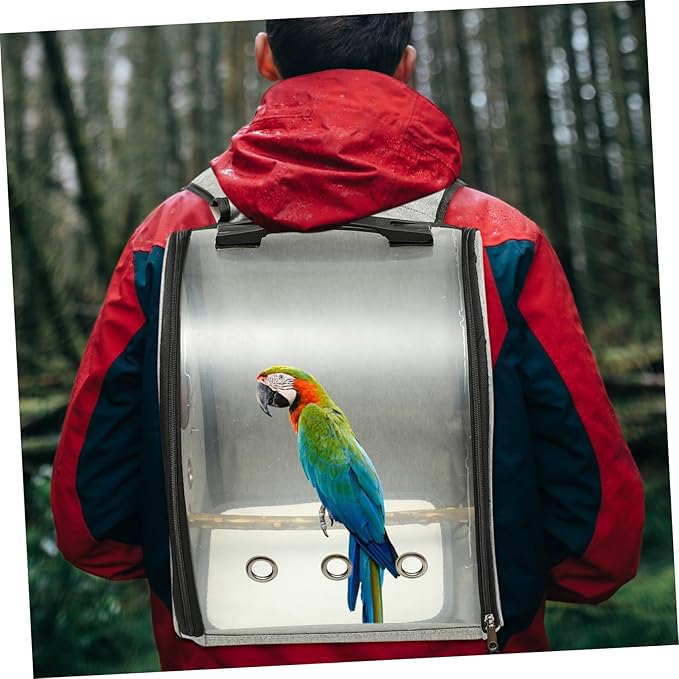 Bird Carrier Backpack for Travel Comfortable Transparent Parrot Carrying Bag with Strap Breathable Mesh Design for Easy Viewing and -Term Use with Perch
