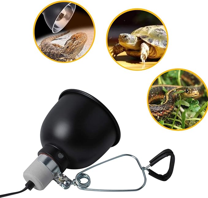 Reptile Heating Lamp, UVA UVB Lighting Lamp with Anti-hot Cage Light Holder for Reptiles, Lizards, Turtle, Snakes, Aquarium(Included 2 Heat Bulbs, 110V, 25W)