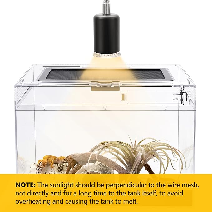 HELIME Reptile Polycarbonate Terrarium Kit 7 Piece Starter Habitat for Tarantula,Lizards,Frogs,Geckos,or Hermit Crabs,Tank with Escape-Proof Locking Lid,Light,Hygrometer,Hide,Tweezer,Bowl,Sprayer XL