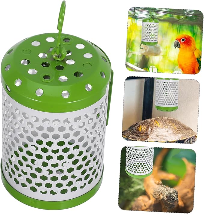 Mikikit Adjustable Ceramic Lamp Guard for Reptiles Emitter Holder Mesh Cage for Turtles Lizards and Birds High-Temperature Design
