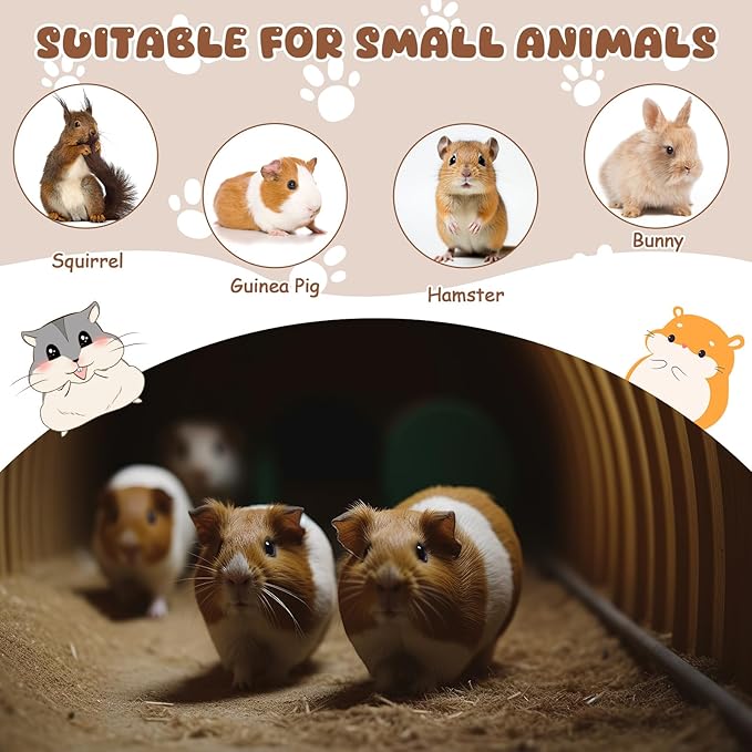 2 Pack Guinea Pig Hideout Bed with Tunnel, Large Soft Plush Cozy House, Washable Hideaway for Guinea Pigs and Small Animals(Style 1)