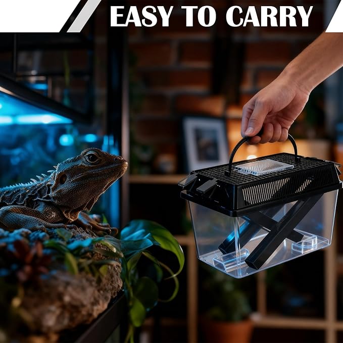 Mifoci Large Cricket Keeper Equipped with Water and Food Feeding Dish, High Transparency Cricket Pen with Dispenser Tubes, Insect Keeper for Gecko Snake Lizards Reptiles