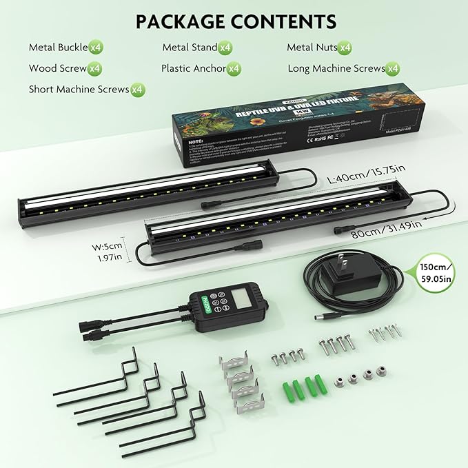 PAIZOO Reptile UVB Light for Reptiles, 2-in-1 LED Reptile Light Kit with LCD Controller, 4 Preset Modes Cover Ferguson Zone Great for Most Reptiles, Timer Reptile Lamp for Terrarium Accessories, 14W