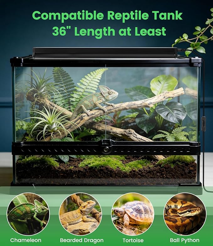 23W T5 UVB LED Reptile Light – High Output UVA UVB Light for Bearded Dragon, T5 10.0 UVB Reptile Light Fixture (27.5")