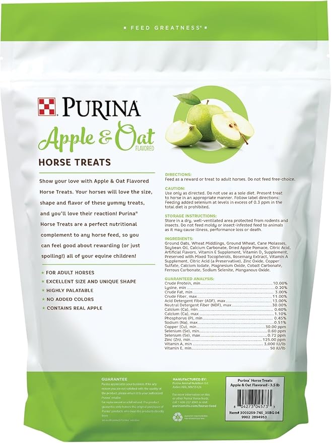 Purina Apple and Oat Flavored Horse Treats, 3.5 lbs (Pack of 2)