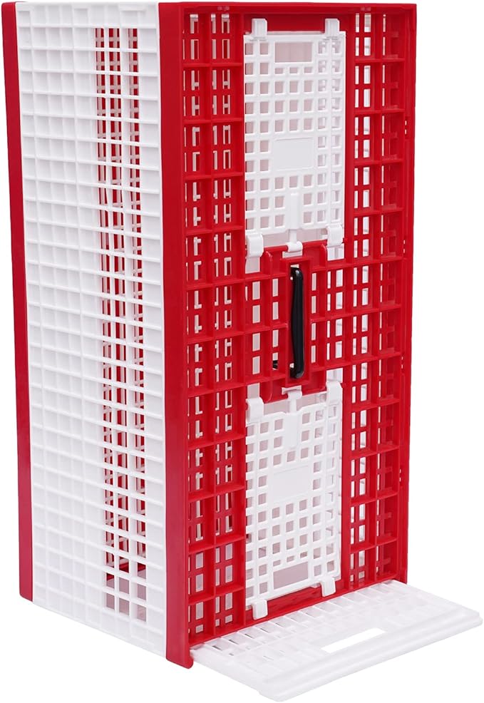 Plastic Foldable Pigeon Cage with Handle, Portable Bird Travel Carrier Cage, Pairing Cages, Pigeon Nest Box w/2 Top Department, Easy to Clean for Training and Release Competition (24"x12"x10")