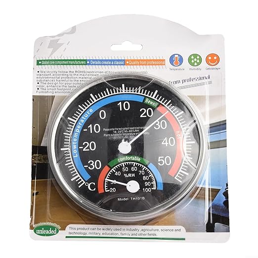 Analogue for Thermometer Hygrometer for Thermal Room Climate Control with Temperature and Humidity Measurement for Indoor and Outdoor Use (Black)