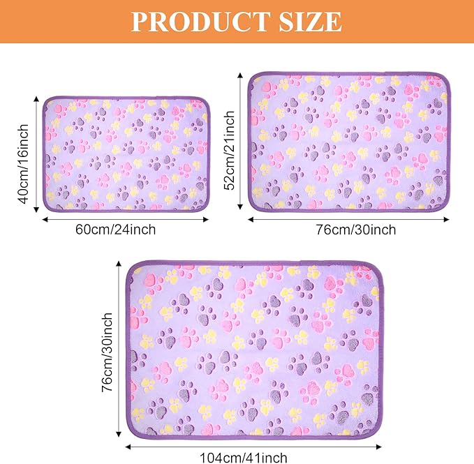 Tatuo 4 Pcs Dog Blanket for Pet Cat Blankets Indoor Puppy Teething Stuff Toys Paw Print Fleece Blanket Warm Sleep Mat for Guinea Pig Cage(White, Coffee, Pink, Purple,Small(24 x 16 Inch),Square)