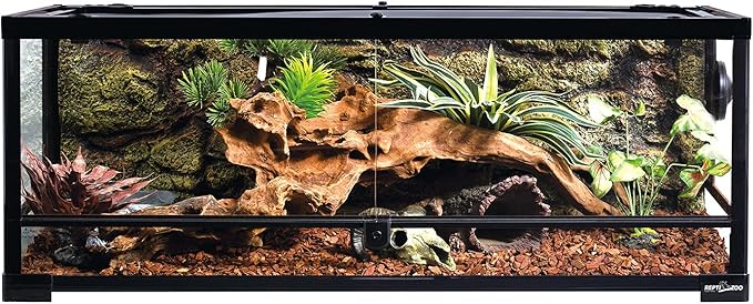REPTI ZOO Full Glass 35 Gallon Reptile Tank, Front Opening Wide & Low Reptile Terrarium 36" x 18"x 12" for Lizard Gecko Tortoise Snake, Top Screen Ventilation & Anti Escape Lid
