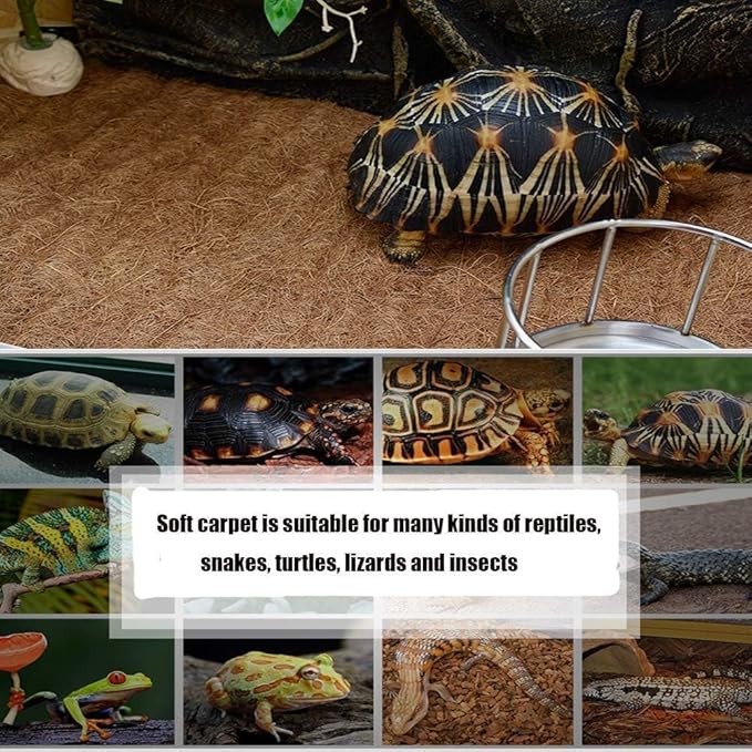 Hamiledyi Reptile Carpet 157" L x 16" W Natural Coconut Fiber Tortoise Carpet Mat for Pet Terrarium Liner Reptile Supplies for Lizard Snake Chameleon Turtle Bedding Bunny Rabbit Mat