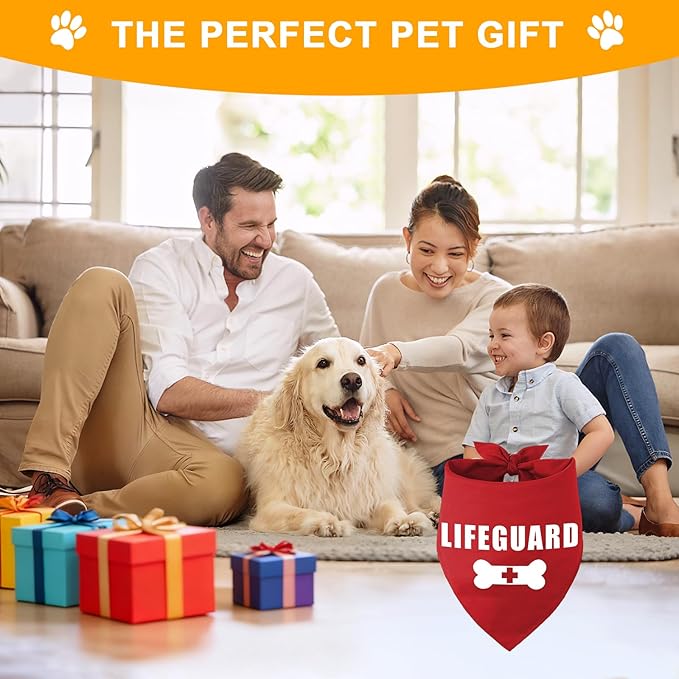 Family Kitchen Funny Cute Lifeguard Pet Dog Cat Bandana Scarf for Puppy Dog Beach Pool Accessories Bandana
