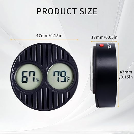 CIGAROL Mini Digital Hygrometer & Thermometer for Humidors — Indoor/Outdoor Temperature & Humidity Gauge for Greenhouse, Incubator, Reptile Terrarium & Jars, °F/°C(Pack of 1)