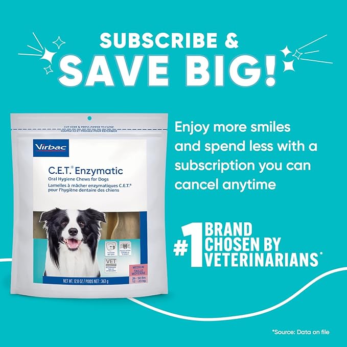 Virbac C.E.T.® Enzymatic Oral Hygiene Chews for Dogs,Medium-Plaque&Tartar Control-Single Layer Beefhide with Exclusive Dual-Enzyme System&Tasty Chicken Flavor-Easy to Give 12.8 Ounce (Pack of 12)