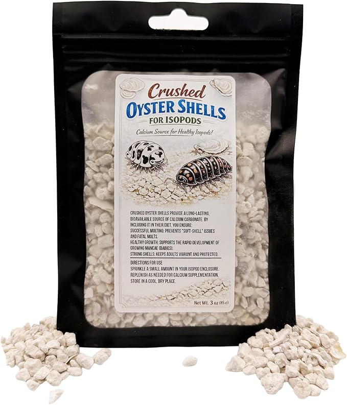 CTWPets Crushed Oyster Shells for Isopods, 100% Natural Calcium Carbonate Supplement, Supports Healthy Molting and Strong Exoskeleton, Bioactive Terrarium Calcium Source, 3 oz