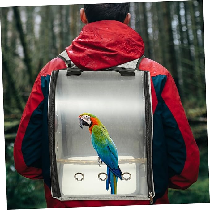 SUPVOX Parrot Carrier Backpack with Bird Perch Breathable Outdoor Bird Straps Transparent Window Design for Hiking Shopping and Travel
