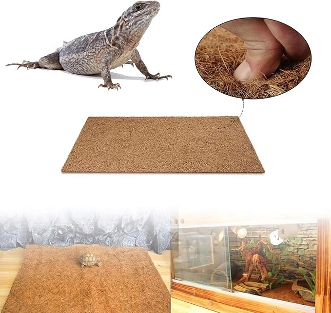 PINVNBY 2 Pcs Reptile Carpet Coconut Fiber Mat,Lizard Terrarium Substrate Liner Gecko Tank Flooring Bearded Dragon Tank Accessories Bedding for Snakes Chameleons Tortoises