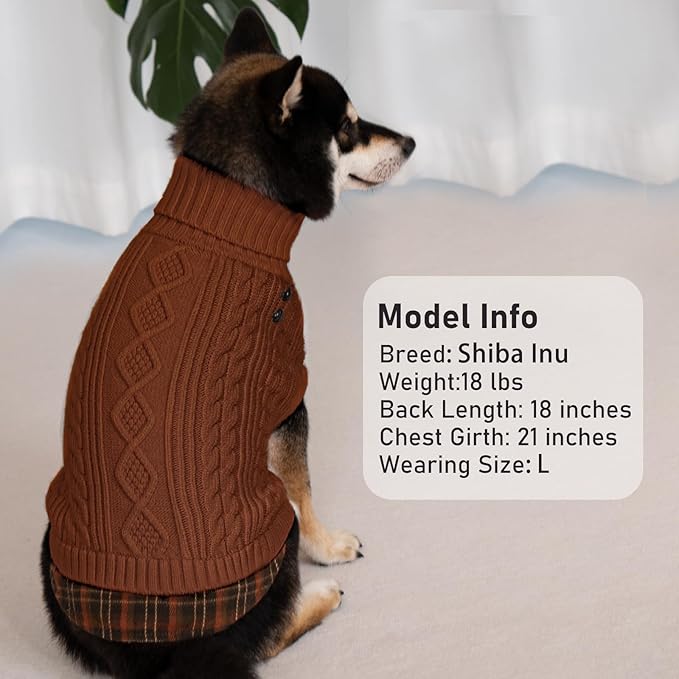 KYEESE Dog Sweater Thick Pet Coat for Fall Winter Cold Weather Stretchy Soft Pullover Dog Sweaters for Medium Dogs Boy Warm Turtleneck Medium Dogs Sweater