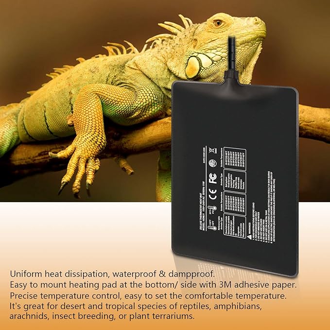 Reptile Heating Pad with Digital Thermostat, 6x8 Inch Under Tank Heat Pad for Reptiles/Tortoise/Snakes/Lizard/Gecko/Hermit Crab/Frog/Spider/Insect Breeding - Upgraded Terrarium Heating Pad