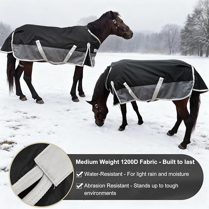 Winter Blanket for Mini Horse, Pony, Donkey, Llama, Alpaca, Small Equine- 220g Filled Medium Weight Winter Horse Blanket - 1200D Water Resistant (45'')