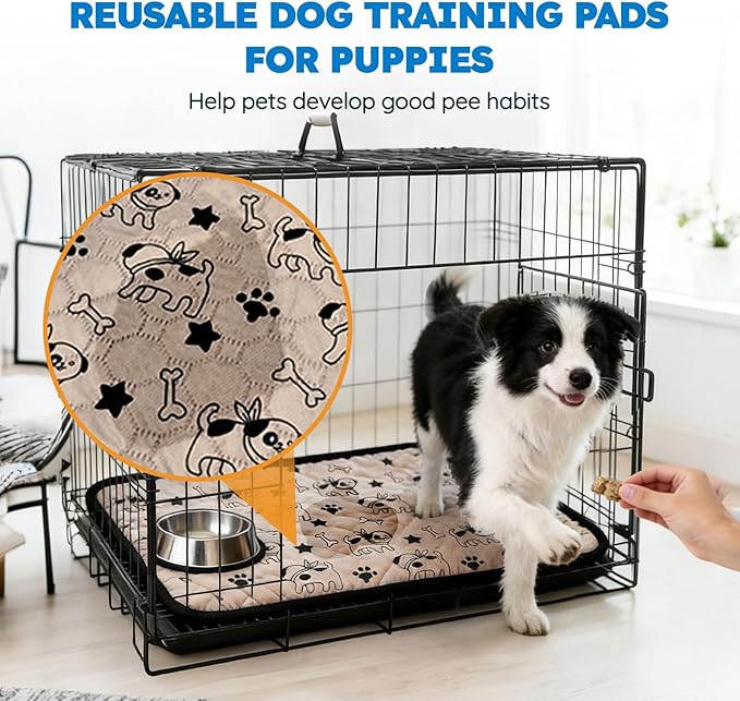 Washable Pee Pads for Dogs, Absorbent Reusable Puppy Training Pads, Leakproof, Non-Slip, Waterproof Cat Doggie Pad Pet Potty Mat for Indoor&Outdoor, Whelping, Playpen, Crate, Coffee 28"x40"