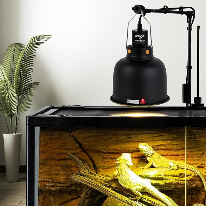 WACOOL TERRA Reptile Light Fixture with Dimming Thermostat, 5.5 Inch Deep Dome Reptile Heat Lamp Fixture with Temperature Controller