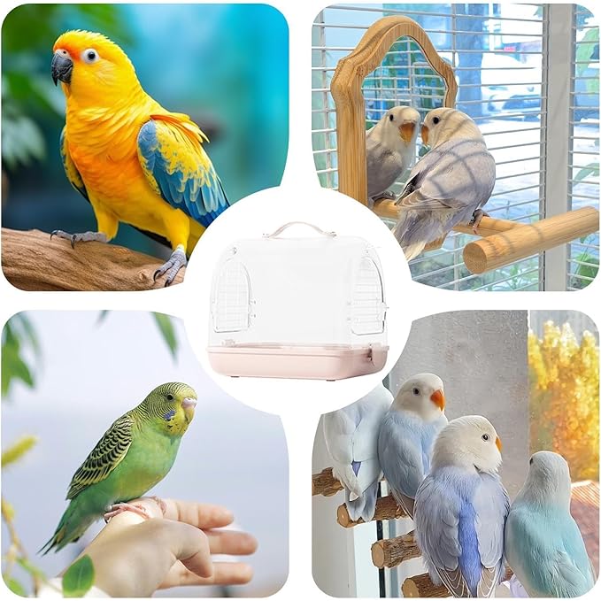 Bird Carrier - Transparent Pet Carrier Backpack | Travel Bird Cage Bag | Removable Breathable Bird Transport Bag with Viewing Window | Cockatiel Travel Accessories for Conures Parakeet Lovebirds