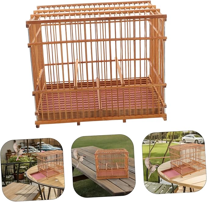 Toyvian Portable Bamboo Bird Cage Lightweight Natural Weaving Birdcage for Small Parrots Aesthetic Hollow Design for Travel and Outdoor Use